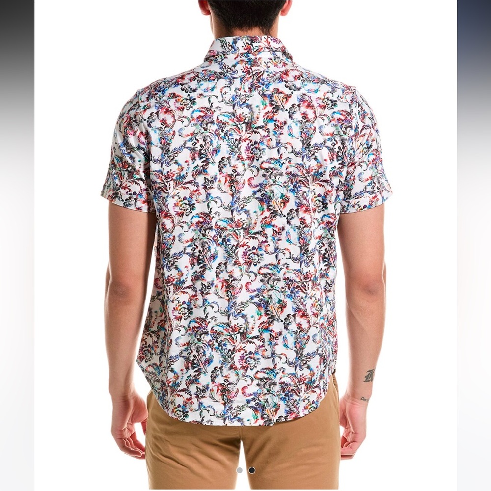 NWT Robert Graham Men's Monsoon Short Sleeve Woven Button Down Shirt - Picture 2 of 10